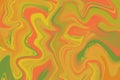 Orange green liquid paint abstraction. Marbled texture for autumn seasonal graphic design Royalty Free Stock Photo