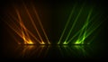 Orange green neon laser rays abstract technology background Royalty Free Stock Photo