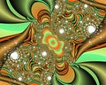 Orange green phosphorescent fractal abstract background, flowery texture