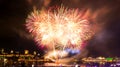 Orange, green, and pink fireworks | Quebec City Royalty Free Stock Photo