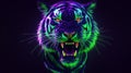 Neon Tiger Head Wallpaper In Darkcore Style