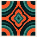 Retro Pop Art Inspired Orange And Black Pattern With Green Circles Royalty Free Stock Photo