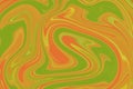 Orange green smooth paint abstraction. Marbled texture for autumn seasonal graphic design Royalty Free Stock Photo