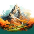 Orange and green tinge of the mountain landscape, nature ai realistic