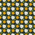Orange green and white flowers on a dark background seamless pattern Royalty Free Stock Photo