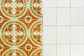 Orange, Green, White Patterned Portuguese Tiles