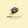 Orange and Grey Home Logo vector. Real estate logo template.