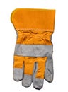 Orange Grey Leather Protective Gloves