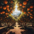 Orange grove in the south of Spain, in the province of Alicante