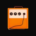 Orange Guitar Amplifier 3D Render Icon Over Black Royalty Free Stock Photo