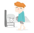 Orange hair boy just wake up in bedroom Royalty Free Stock Photo