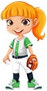 Orange hair colour girl baseball player