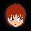 Orange haired pretty teenage girl cartoon vector art