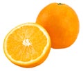 Orange with half of orange isolated on the white background