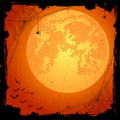 Orange Halloween background with spiders and bats Royalty Free Stock Photo