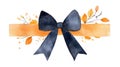 Orange Halloween Bow Watercolor Isolated on White and Background Royalty Free Stock Photo