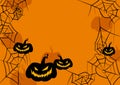 Orange Halloween Creepy Pumpkins and Cobwebs Frame Royalty Free Stock Photo