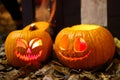 Orange Halloween Pumpkins with smiley faces