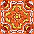 Orange hand drawn portuguese azulejos Royalty Free Stock Photo