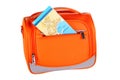 Orange handbag with map Royalty Free Stock Photo