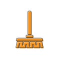 Orange Handle broom icon isolated on white background. Cleaning service concept. Vector Illustration Royalty Free Stock Photo