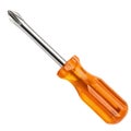 Orange handle phillips head screwdriver tool for repair. single metal object for work and household construction Royalty Free Stock Photo