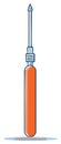 Orange-handled awl with a sharp point and a blue-grey metal body for piercing through material Royalty Free Stock Photo
