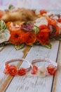 Orange handmade flower circle for newborn babies and headband wi Royalty Free Stock Photo