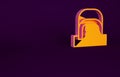 Orange Hangar with servers icon isolated on purple background. Server, Data, Web Hosting. Minimalism concept. 3d Royalty Free Stock Photo