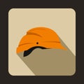 Orange hardhat icon, flat style