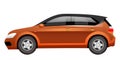 Orange hatchback cartoon vector illustration