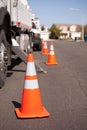 Orange Hazard Cones and Utility Truck in Street Royalty Free Stock Photo