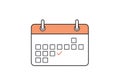 Orange header calendar with checkmarked day Royalty Free Stock Photo