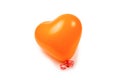 Orange heart ballon isolated on white background