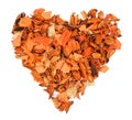 Orange heart from dry flowers, tree Royalty Free Stock Photo