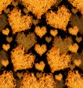 Heart shape flames isolated on black seamless background Royalty Free Stock Photo