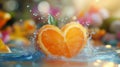Orange Heart Shaped Slice Splashing In Water Royalty Free Stock Photo