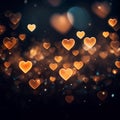Orange Heart Shiny Glitter Background