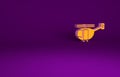 Orange Helicopter aircraft vehicle icon isolated on purple background. Minimalism concept. 3d illustration 3D render