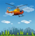 Orange Helicopter flight Royalty Free Stock Photo