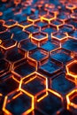 Orange Hexagon Grid Tech Network Abstract Background Art, Portrait Images Generative AI Royalty Free Stock Photo