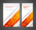 Orange hi tech digital flow dynamic geometric booklet cover brochure realistic template set vector