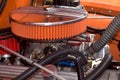 Orange High Performance Modified Automobile Engine Royalty Free Stock Photo