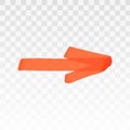 Orange highlighter arrow isolated on transparent background. Marker pen highlight underline strokes. Vector hand drawn
