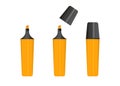 Orange highlighter marker, 3 versions of marker in orange color