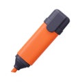 Orange highlighter pen with a broad, chisel tip, featuring a gray cap and trim. The barrel Royalty Free Stock Photo