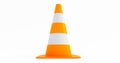 Orange highway traffic construction cones isolated on white background,