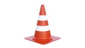 Orange highway traffic construction cones with white stripes isolated on white background. Royalty Free Stock Photo