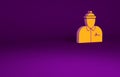 Orange Hockey coach icon isolated on purple background. Minimalism concept. 3d illustration 3D render