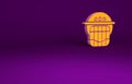 Orange Hockey helmet icon isolated on purple background. Minimalism concept. 3d illustration 3D render